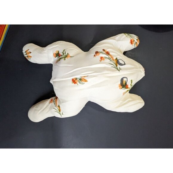 Handmade frog plush stuffed animal toy floral vintage - Picture 3 of 5